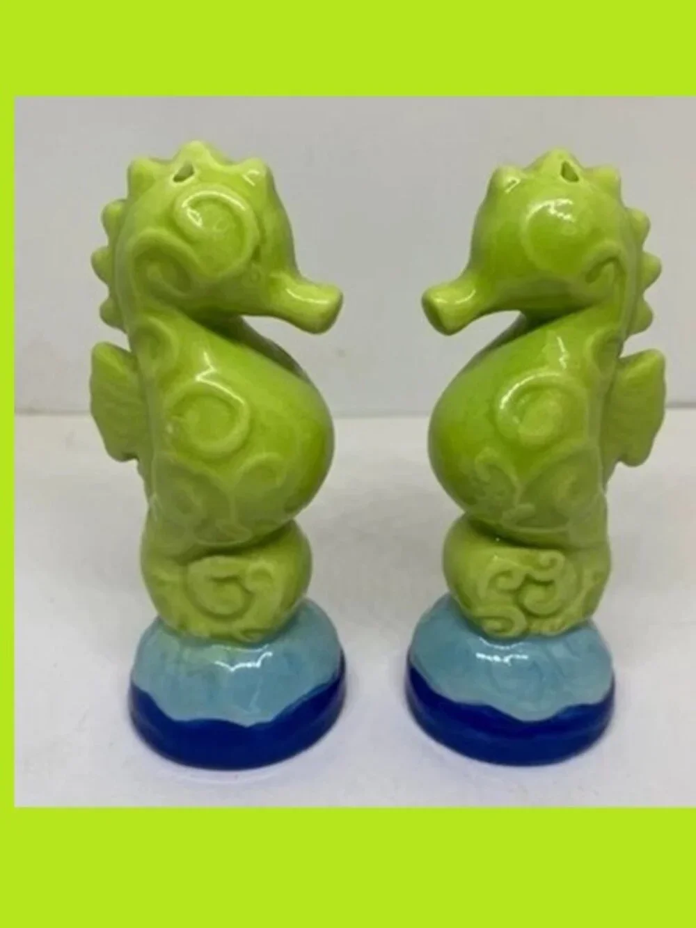 Ceramic Set of Seahorses Salt and Pepper Shaker Set 3 3/4